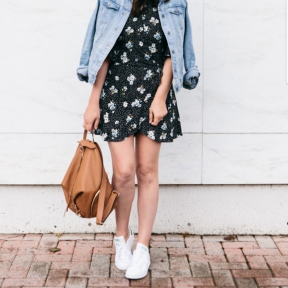 NWT LOFT Black Floral Wrap Skort Romper Dress Womens Size 4 Small - Picture 7 of 13